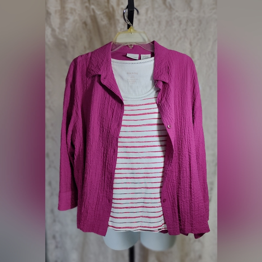 White Stag Set Raspberry Shirt And Coordinating Tank Top Nwot